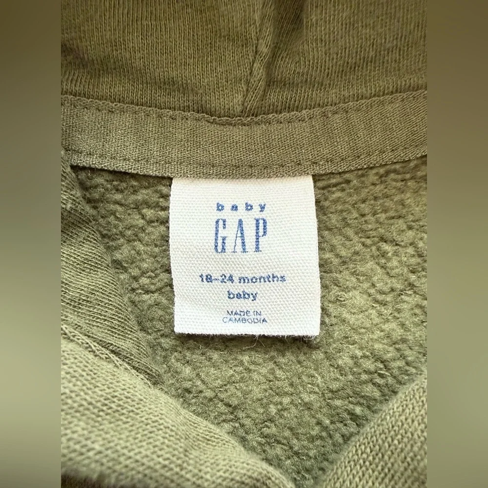 Baby GAP Logo Hoodie Sweatshirt — Olive Green — 18–24 Months